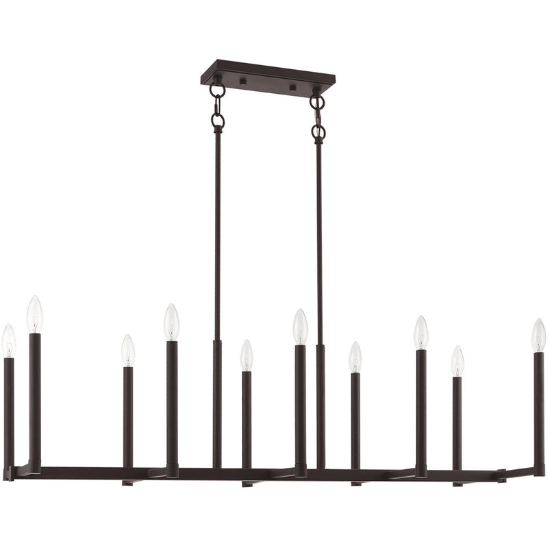 Bronze Ten Light Dimmable Chandelier With Shades