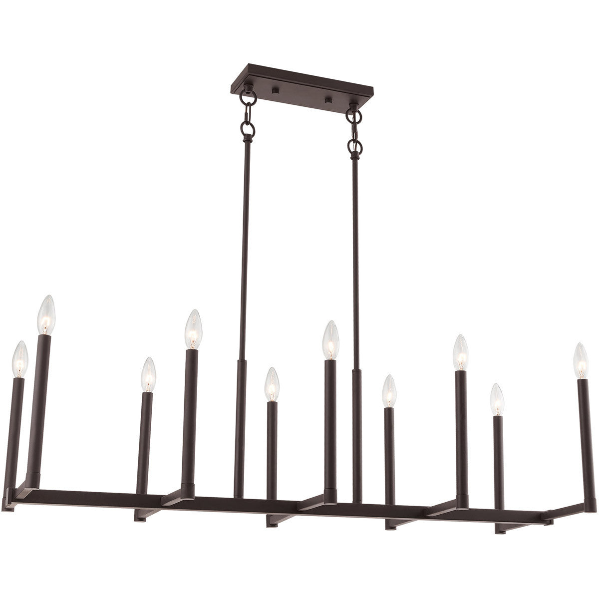 Bronze Ten Light Dimmable Chandelier With Shades