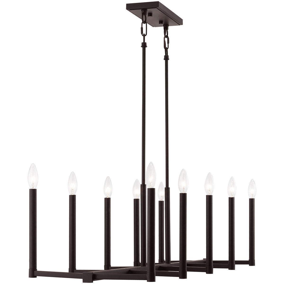 Bronze Ten Light Dimmable Chandelier With Shades