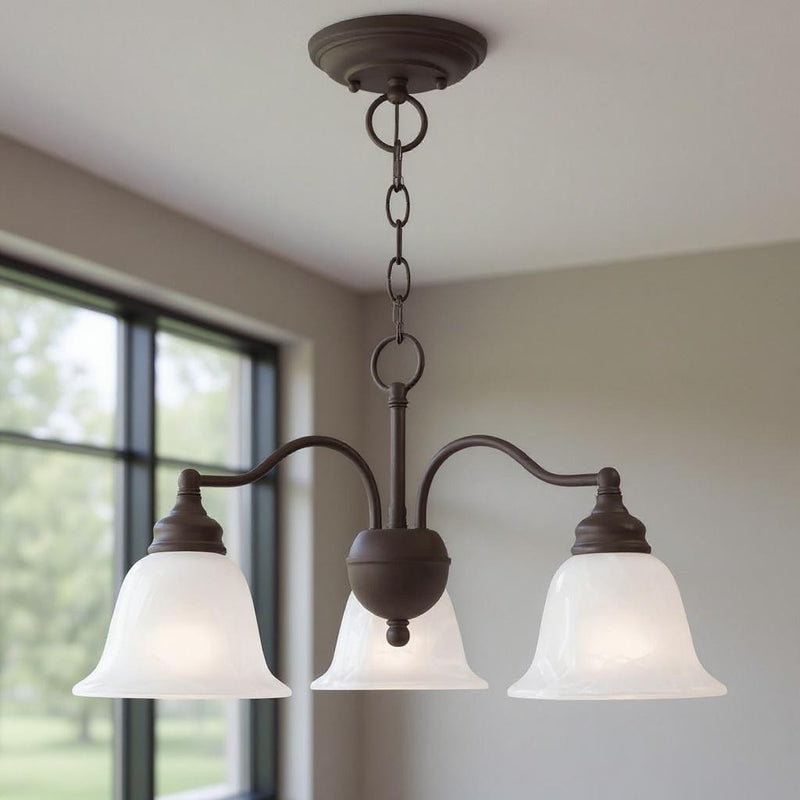 Bronze Three Light Dimmable Chandelier With Shades