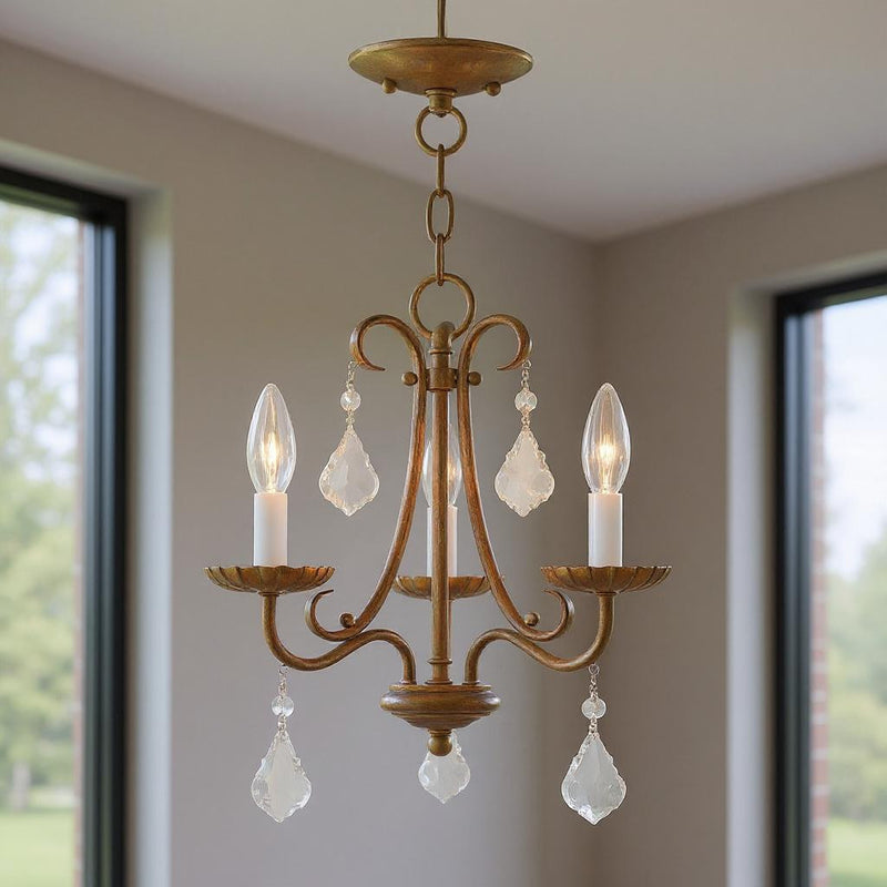Three Light Dimmable Chandelier With Shades