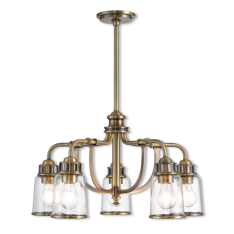 Five Light Dimmable Chandelier With Shades