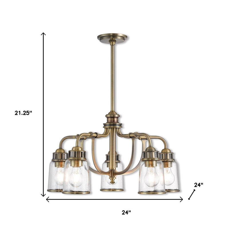 Five Light Dimmable Chandelier With Shades