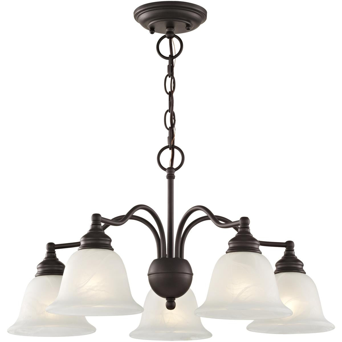 Bronze Five Light Dimmable Chandelier With Shades