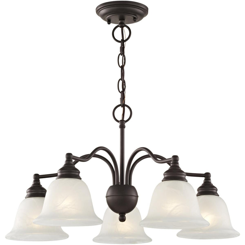 Bronze Five Light Dimmable Chandelier With Shades