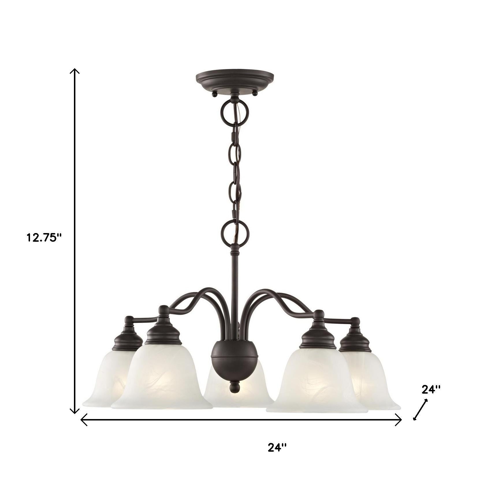 Bronze Five Light Dimmable Chandelier With Shades