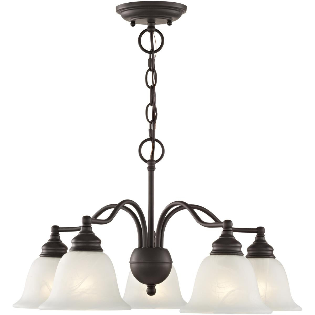 Bronze Five Light Dimmable Chandelier With Shades