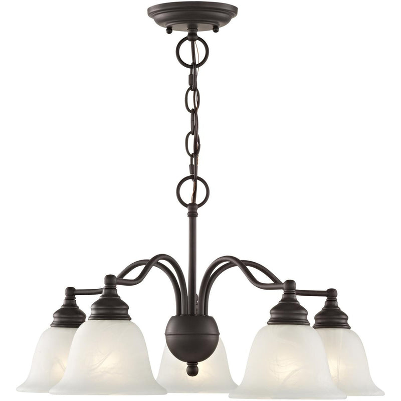 Bronze Five Light Dimmable Chandelier With Shades