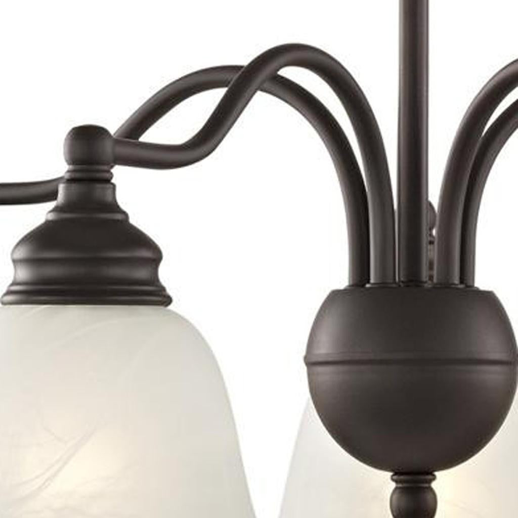 Bronze Five Light Dimmable Chandelier With Shades