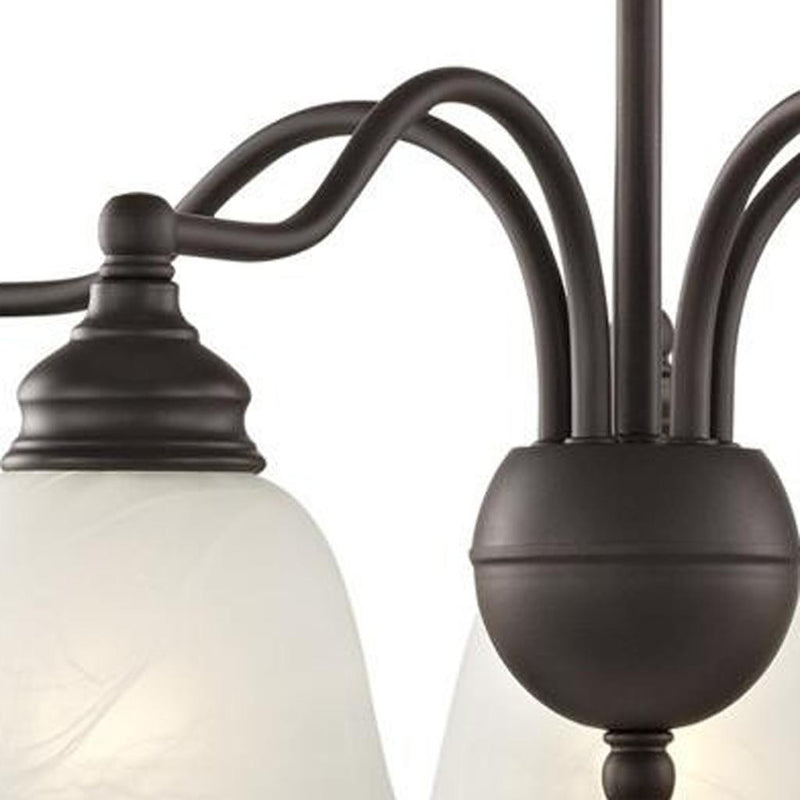 Bronze Five Light Dimmable Chandelier With Shades