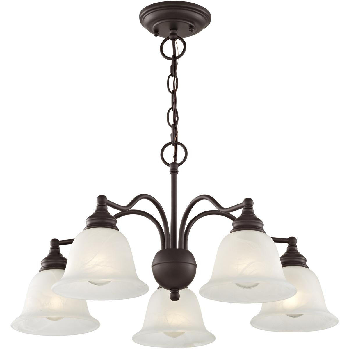 Bronze Five Light Dimmable Chandelier With Shades