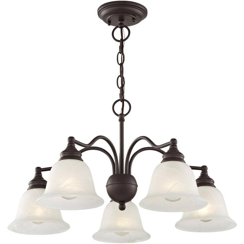 Bronze Five Light Dimmable Chandelier With Shades