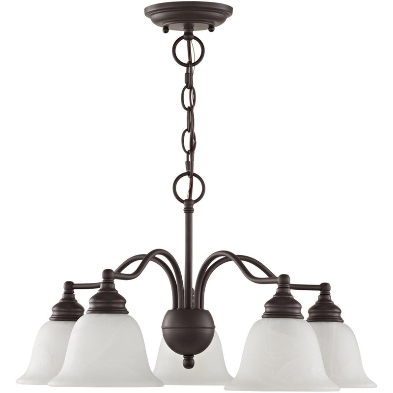Bronze Five Light Dimmable Chandelier With Shades