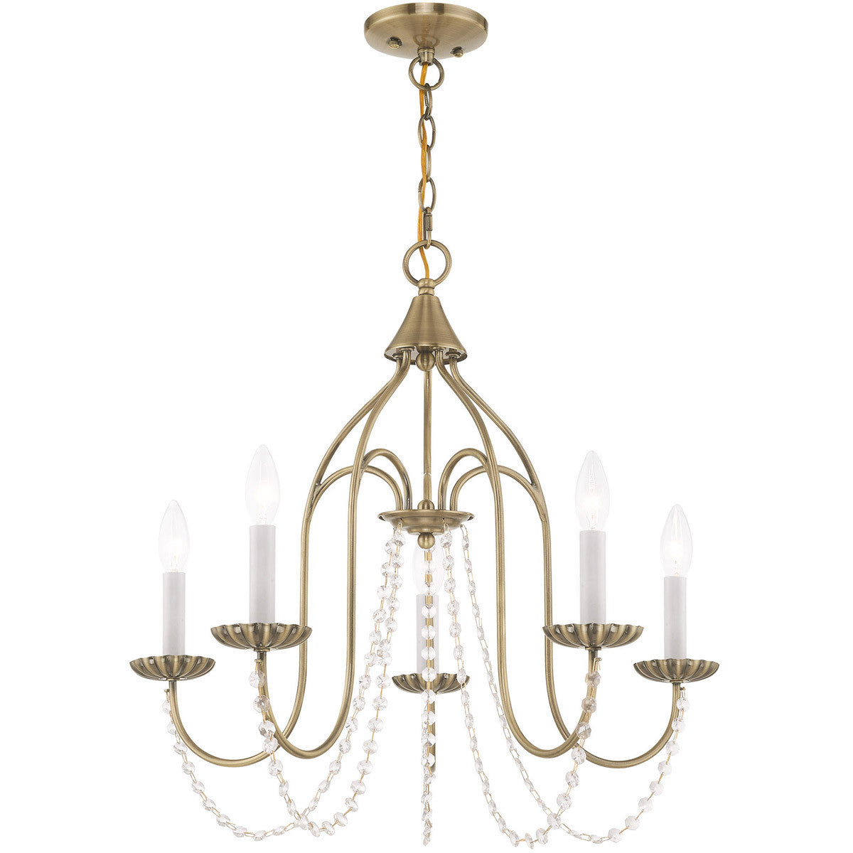Five Light Dimmable Chandelier With Shades Default Title