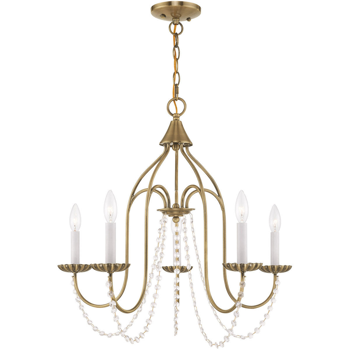 Five Light Dimmable Chandelier With Shades