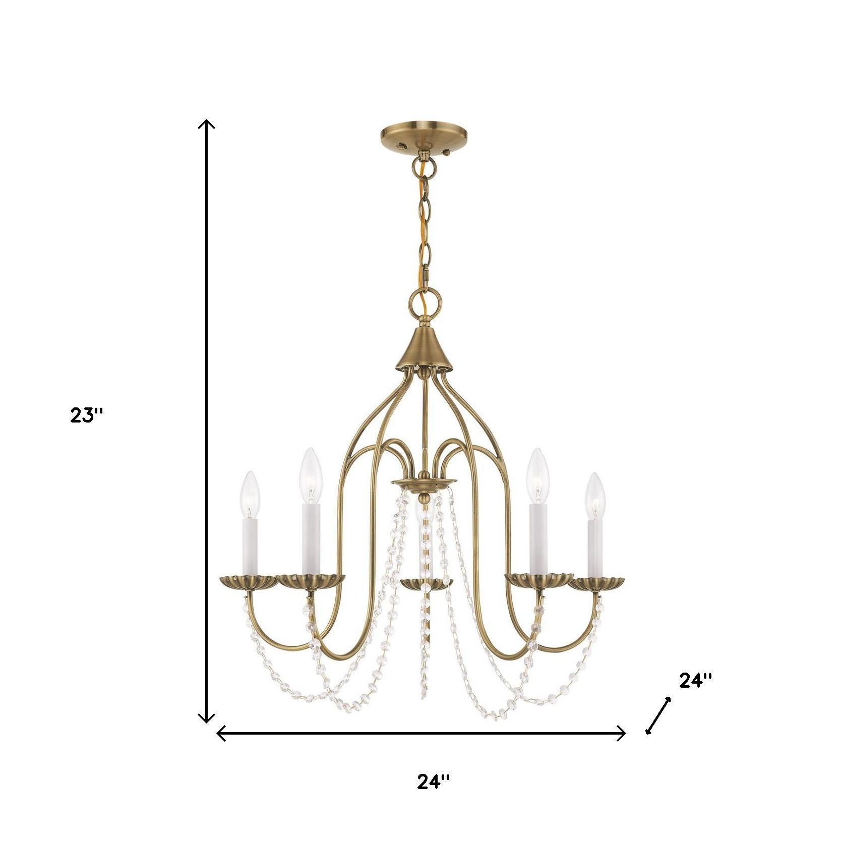 Five Light Dimmable Chandelier With Shades