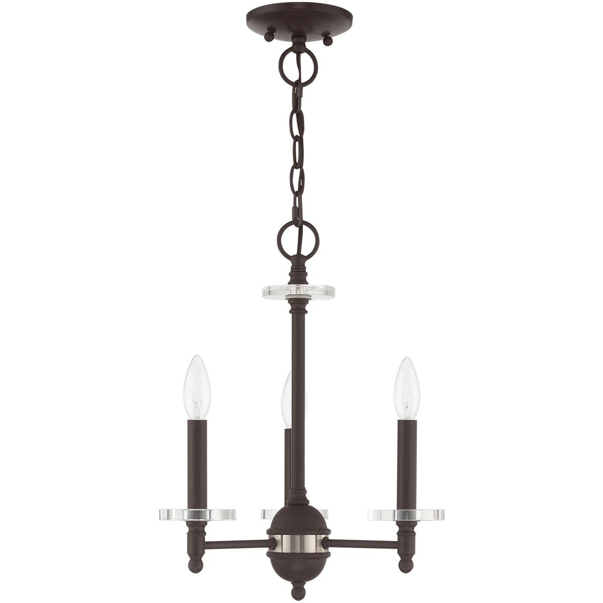 Bronze Three Light Dimmable Chandelier With Shades Default Title
