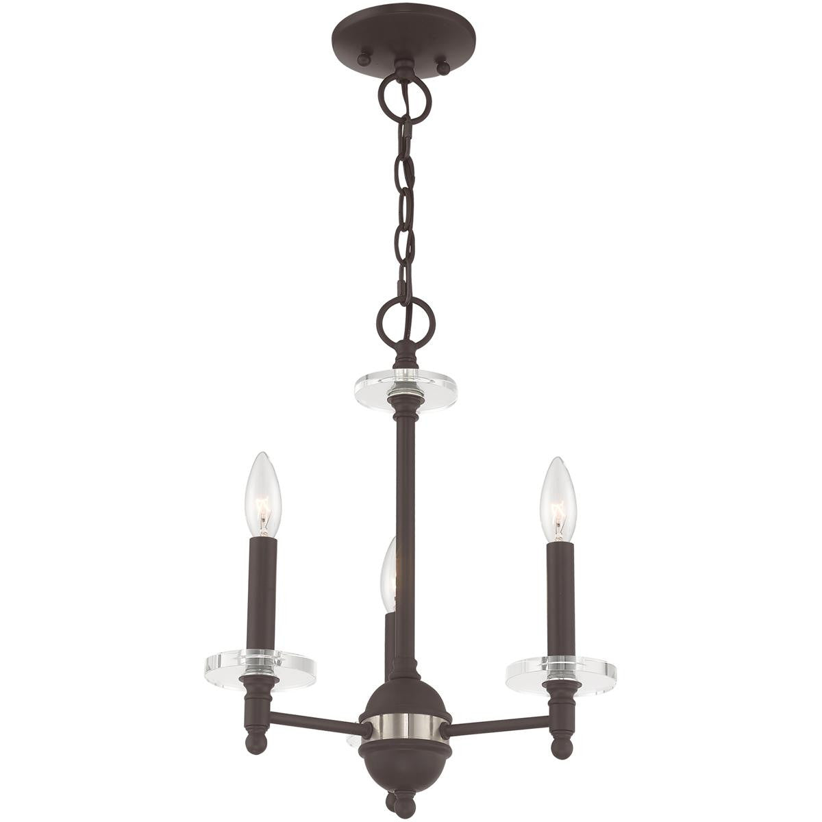 Bronze Three Light Dimmable Chandelier With Shades