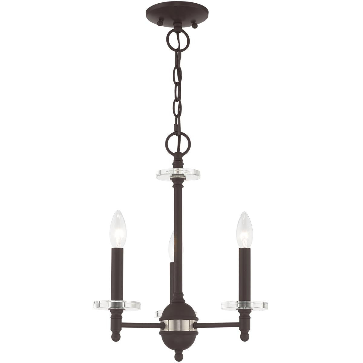 Bronze Three Light Dimmable Chandelier With Shades