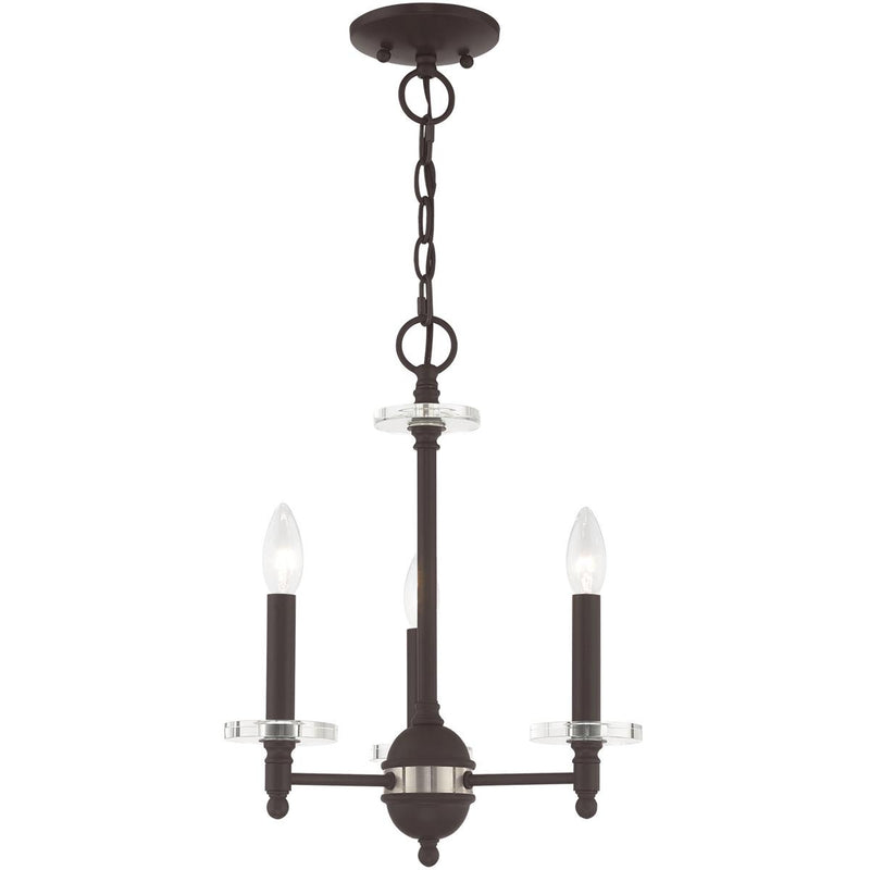 Bronze Three Light Dimmable Chandelier With Shades