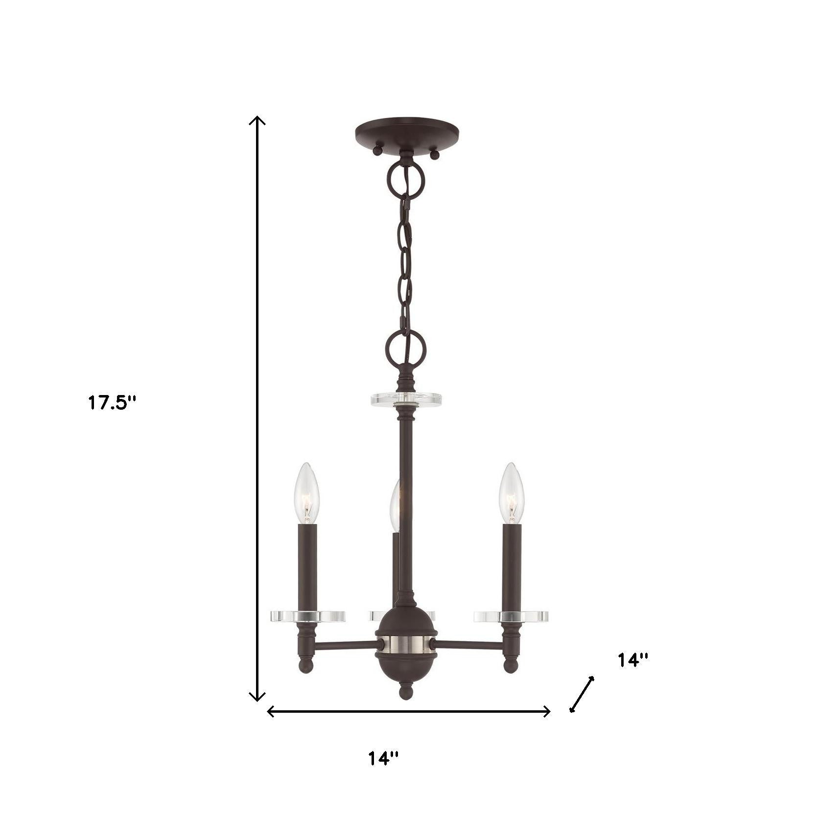 Bronze Three Light Dimmable Chandelier With Shades