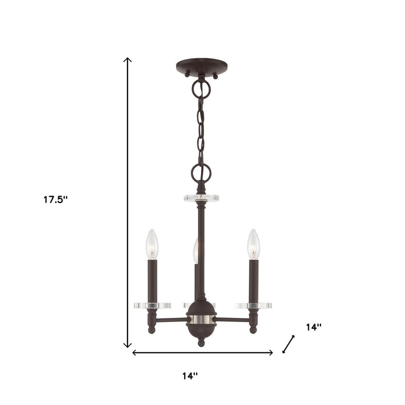 Bronze Three Light Dimmable Chandelier With Shades