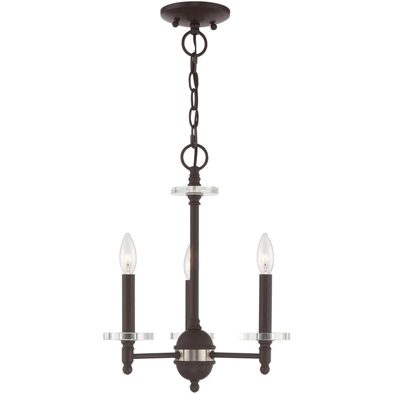 Bronze Three Light Dimmable Chandelier With Shades