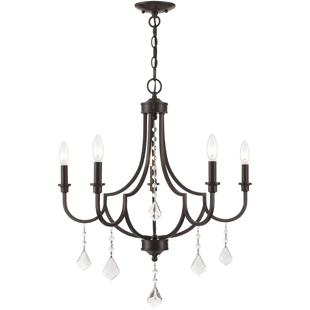 Five Light Dimmable Chandelier With Shades Default Title