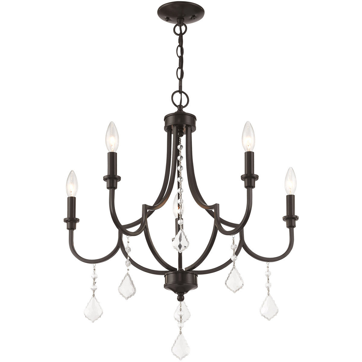 Five Light Dimmable Chandelier With Shades
