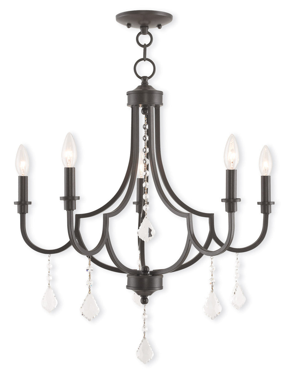 Five Light Dimmable Chandelier With Shades