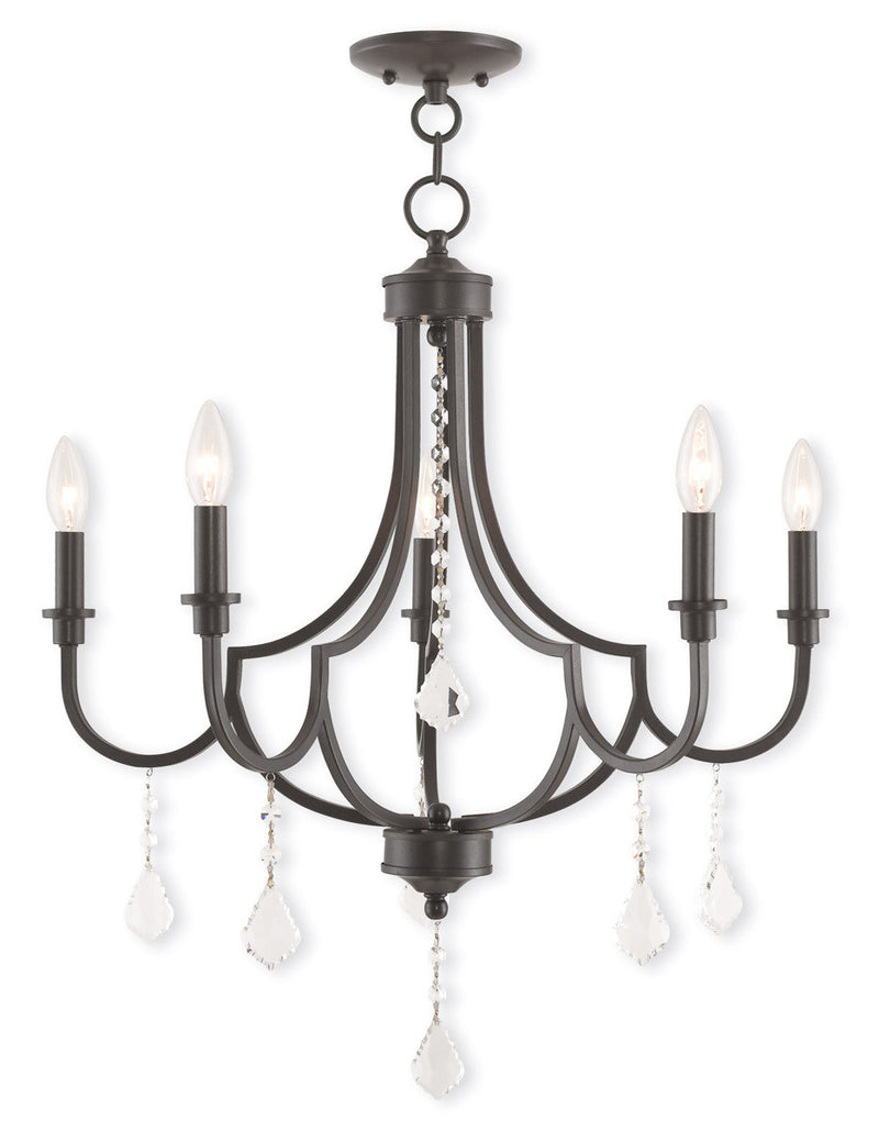 Five Light Dimmable Chandelier With Shades