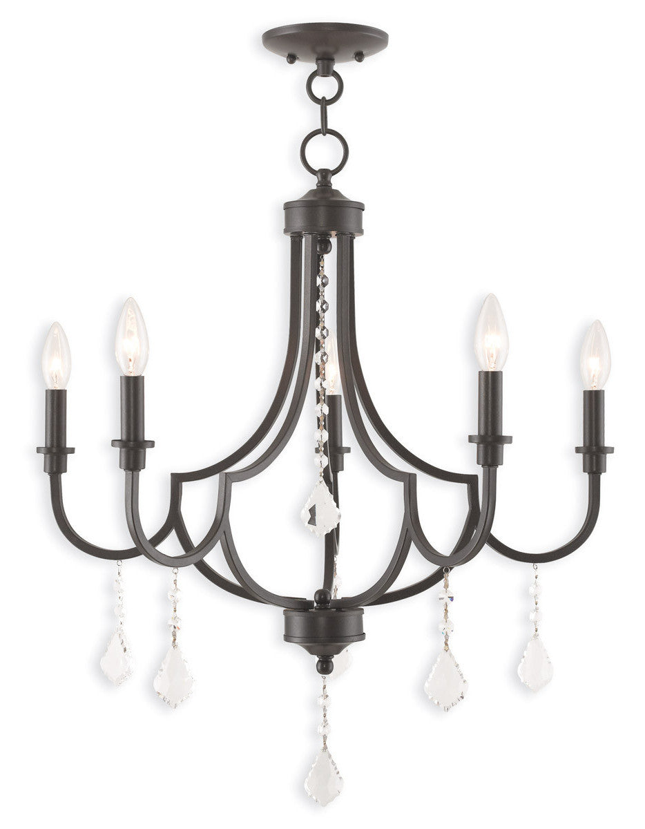 Five Light Dimmable Chandelier With Shades