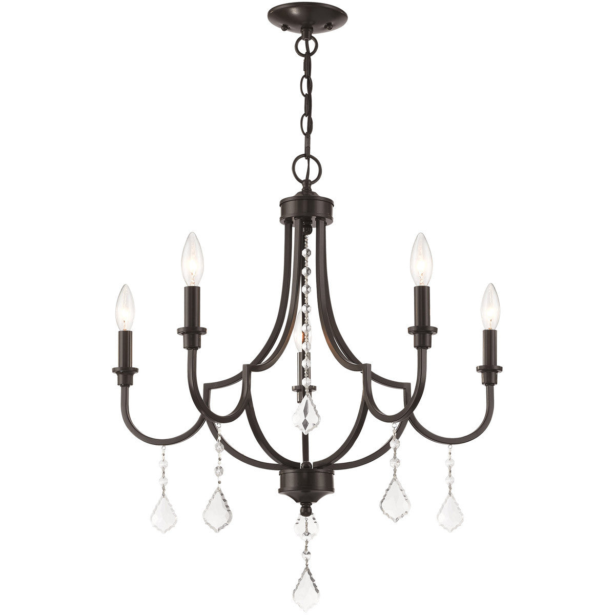 Five Light Dimmable Chandelier With Shades