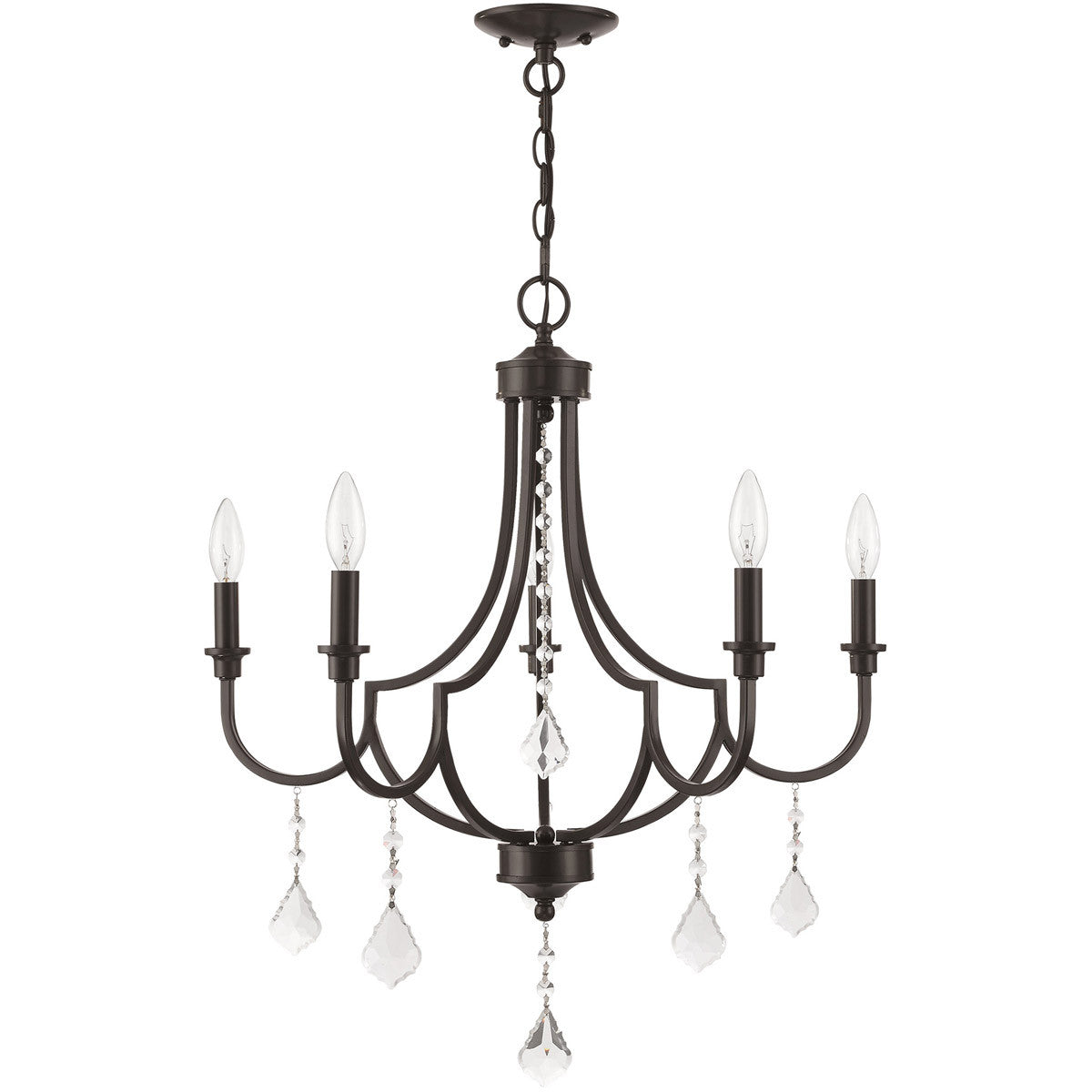 Five Light Dimmable Chandelier With Shades