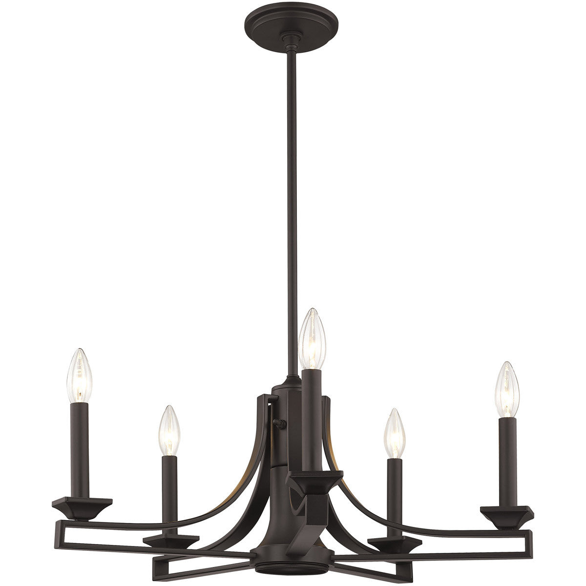 Bronze Six Light Dimmable Chandelier With Shades Default Title