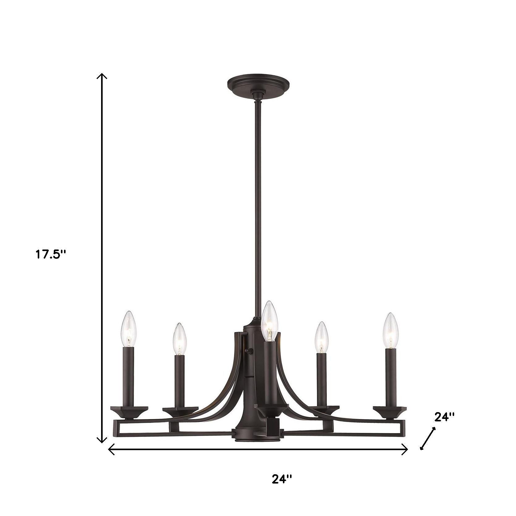 Bronze Six Light Dimmable Chandelier With Shades
