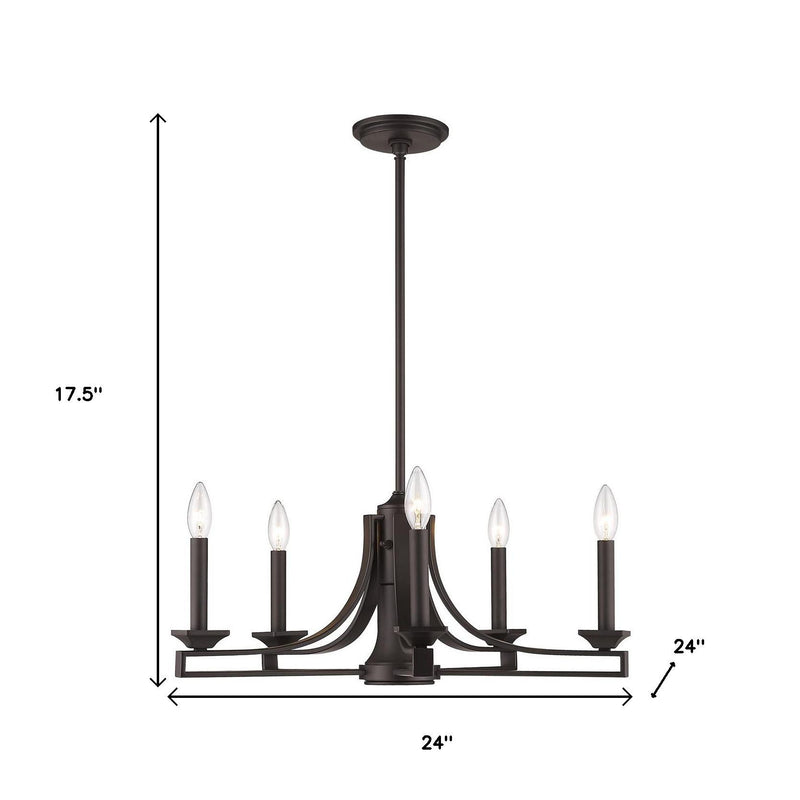Bronze Six Light Dimmable Chandelier With Shades