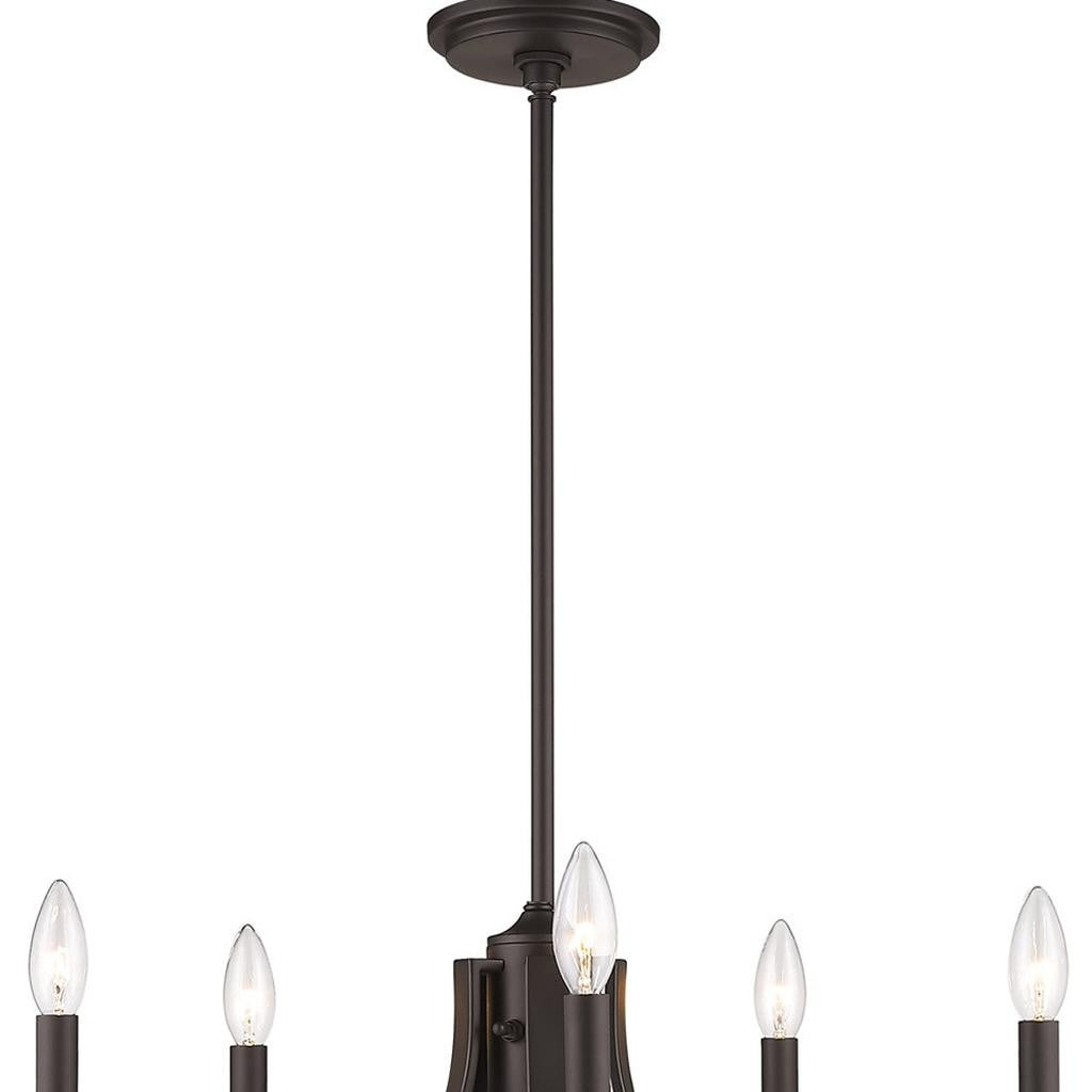 Bronze Six Light Dimmable Chandelier With Shades