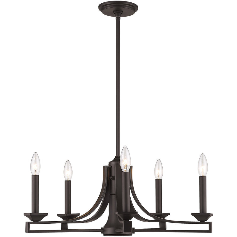 Bronze Six Light Dimmable Chandelier With Shades