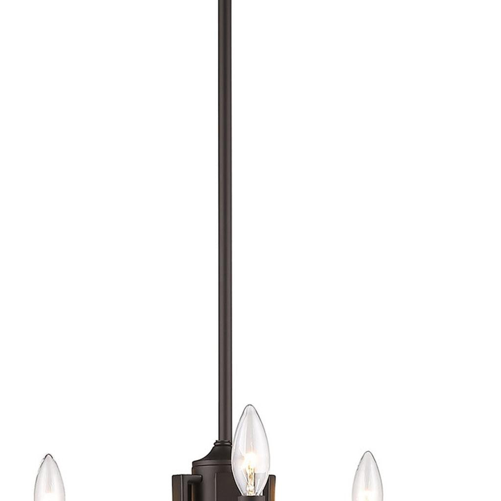 Bronze Six Light Dimmable Chandelier With Shades