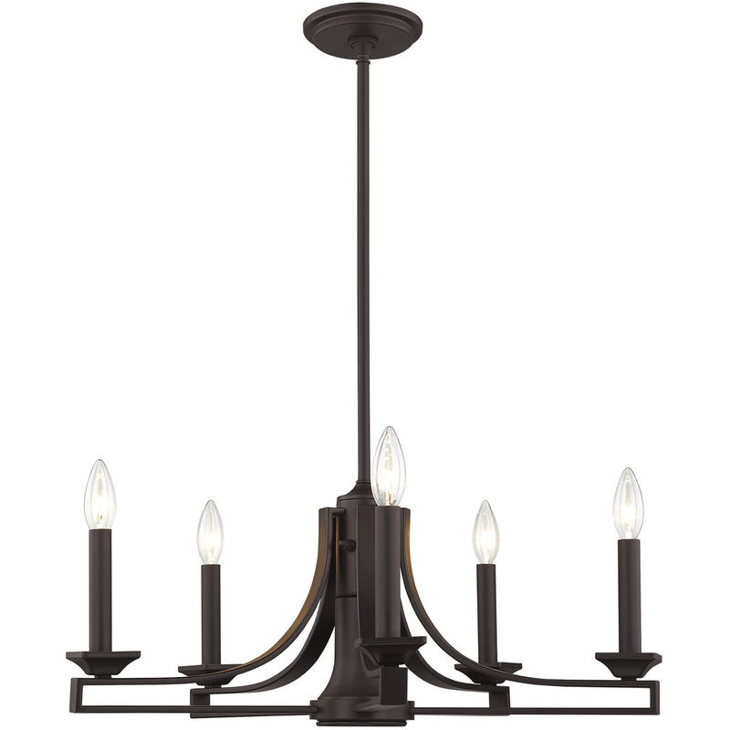 Bronze Six Light Dimmable Chandelier With Shades
