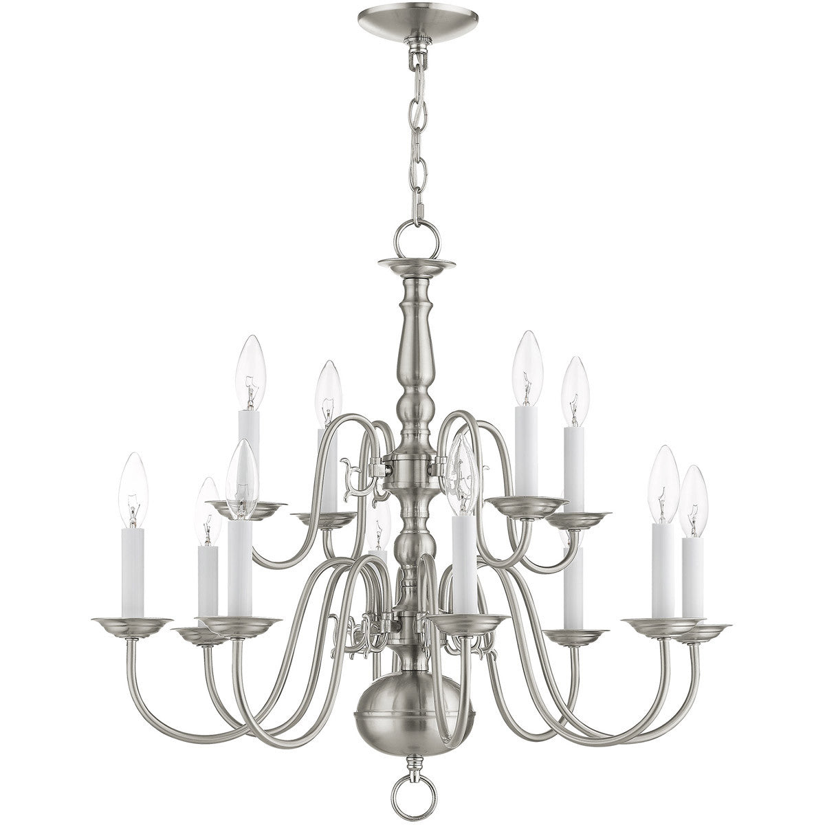 Twelve Light Dimmable Chandelier With Shades