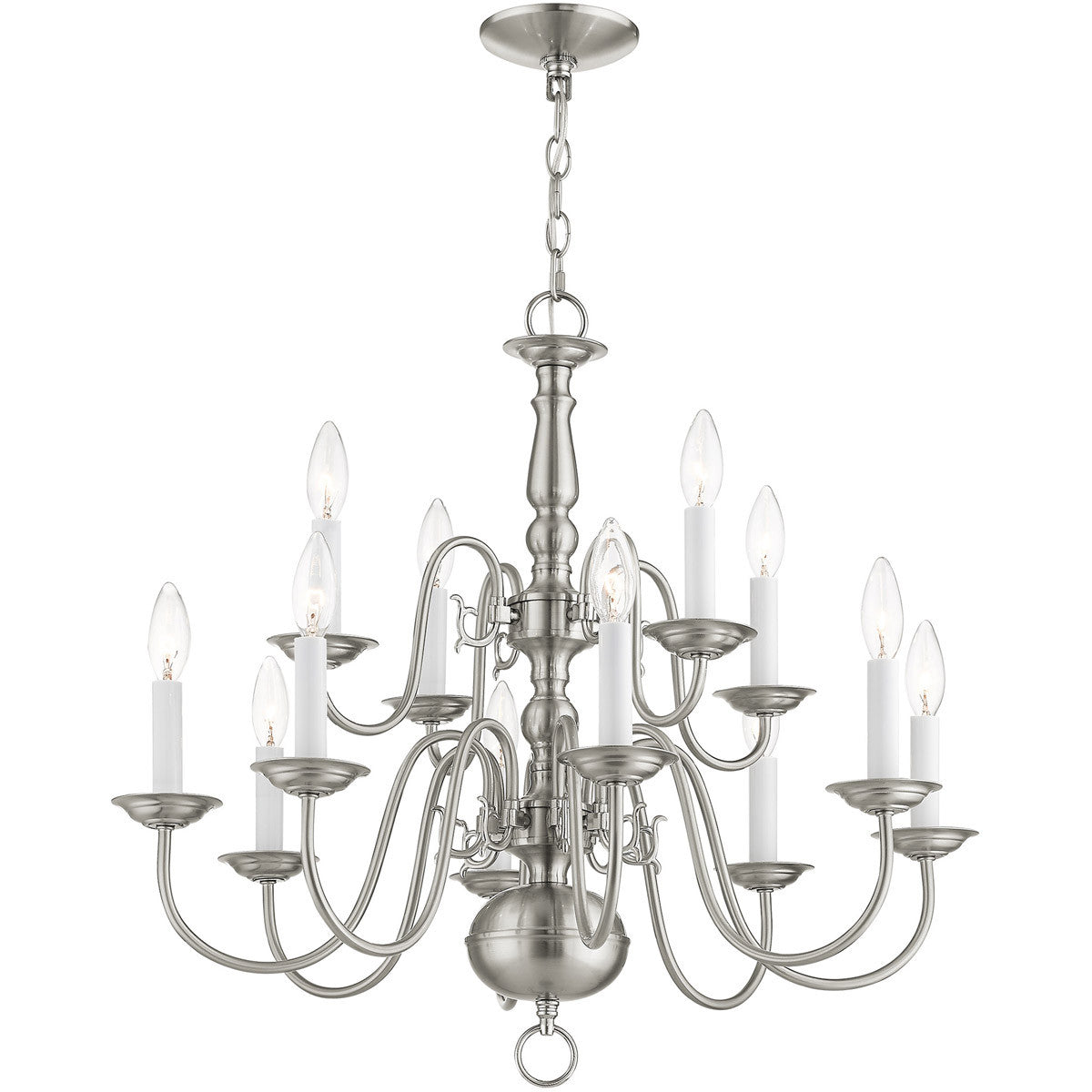 Twelve Light Dimmable Chandelier With Shades