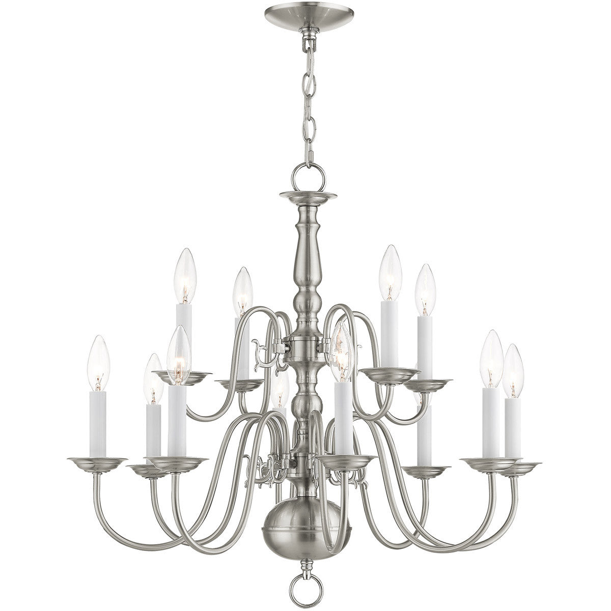 Twelve Light Dimmable Chandelier With Shades