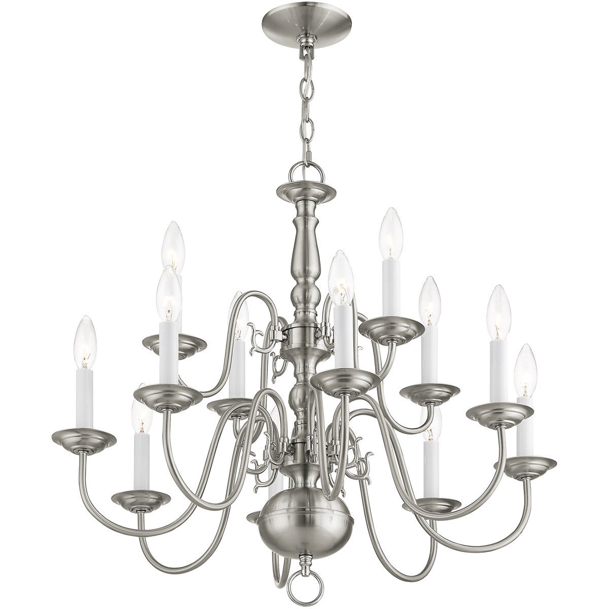 Twelve Light Dimmable Chandelier With Shades