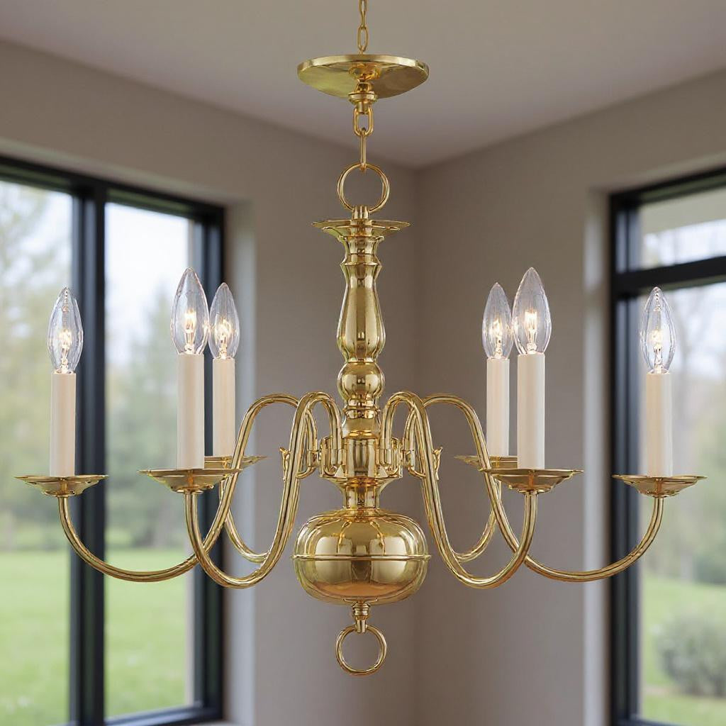 Six Light Dimmable Chandelier With Shades Default Title