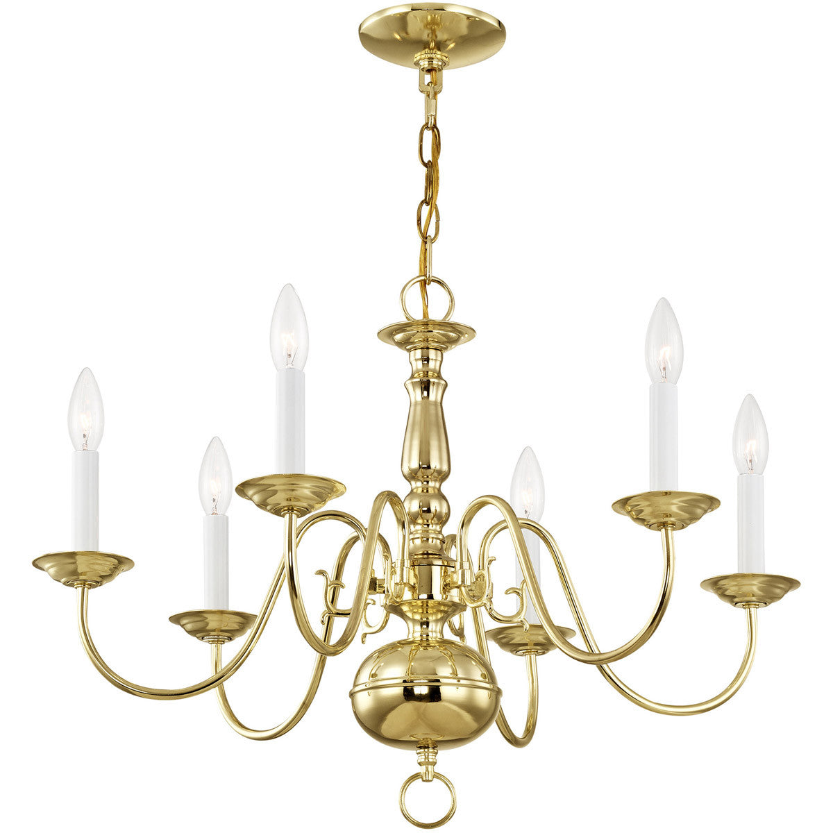 Six Light Dimmable Chandelier With Shades