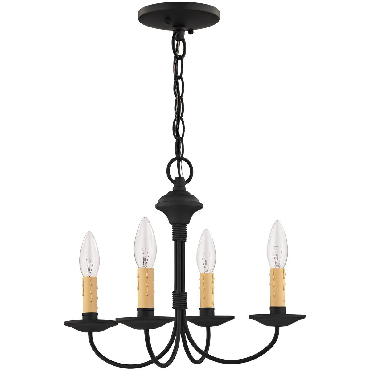 Black Four Light Dimmable Chandelier With Shades Default Title