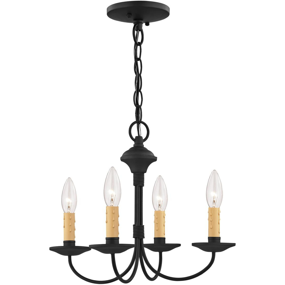 Black Four Light Dimmable Chandelier With Shades