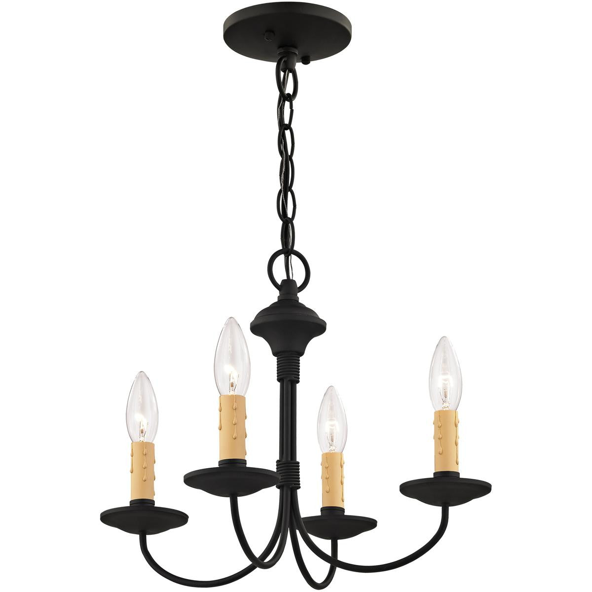 Black Four Light Dimmable Chandelier With Shades